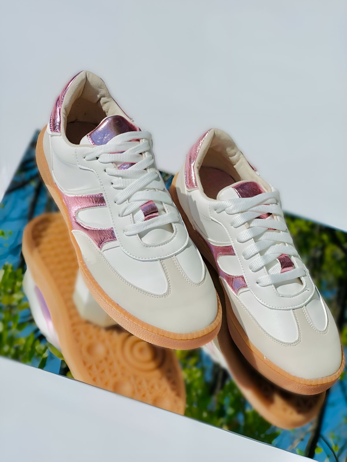 SAMBA - ROSA CON BEIGE Y BLANCO