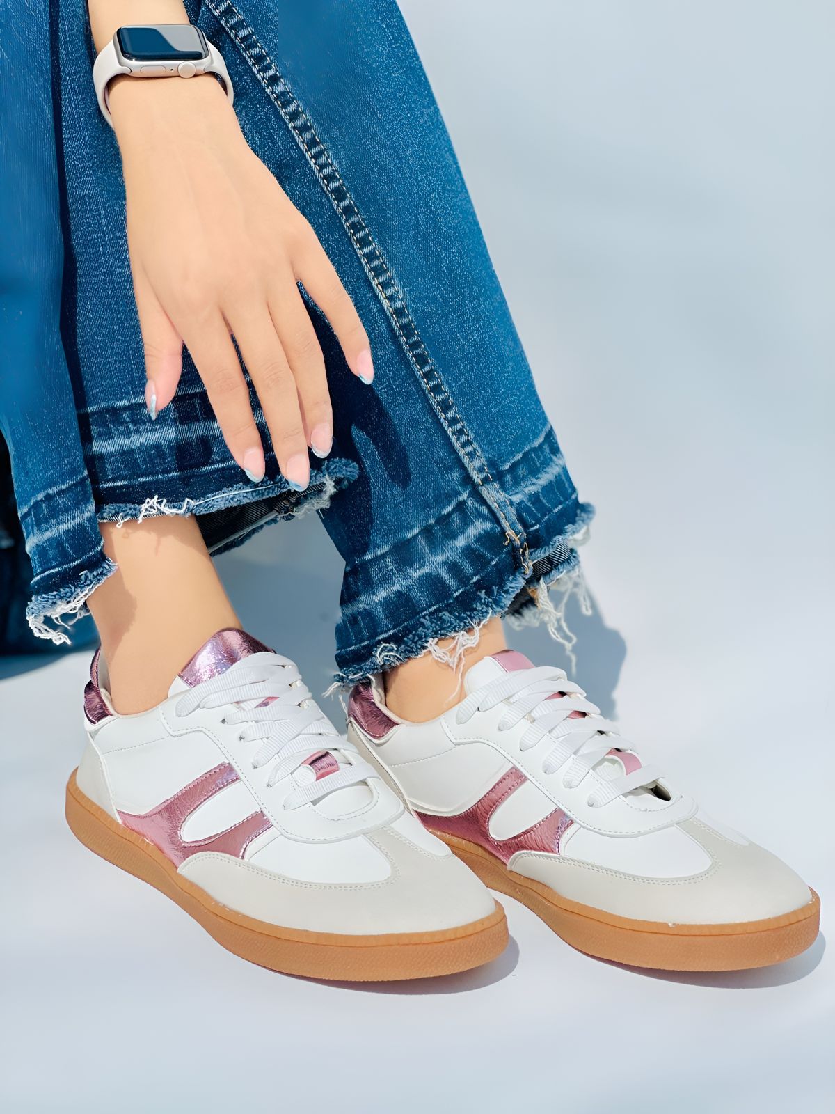 SAMBA - ROSA CON BEIGE Y BLANCO