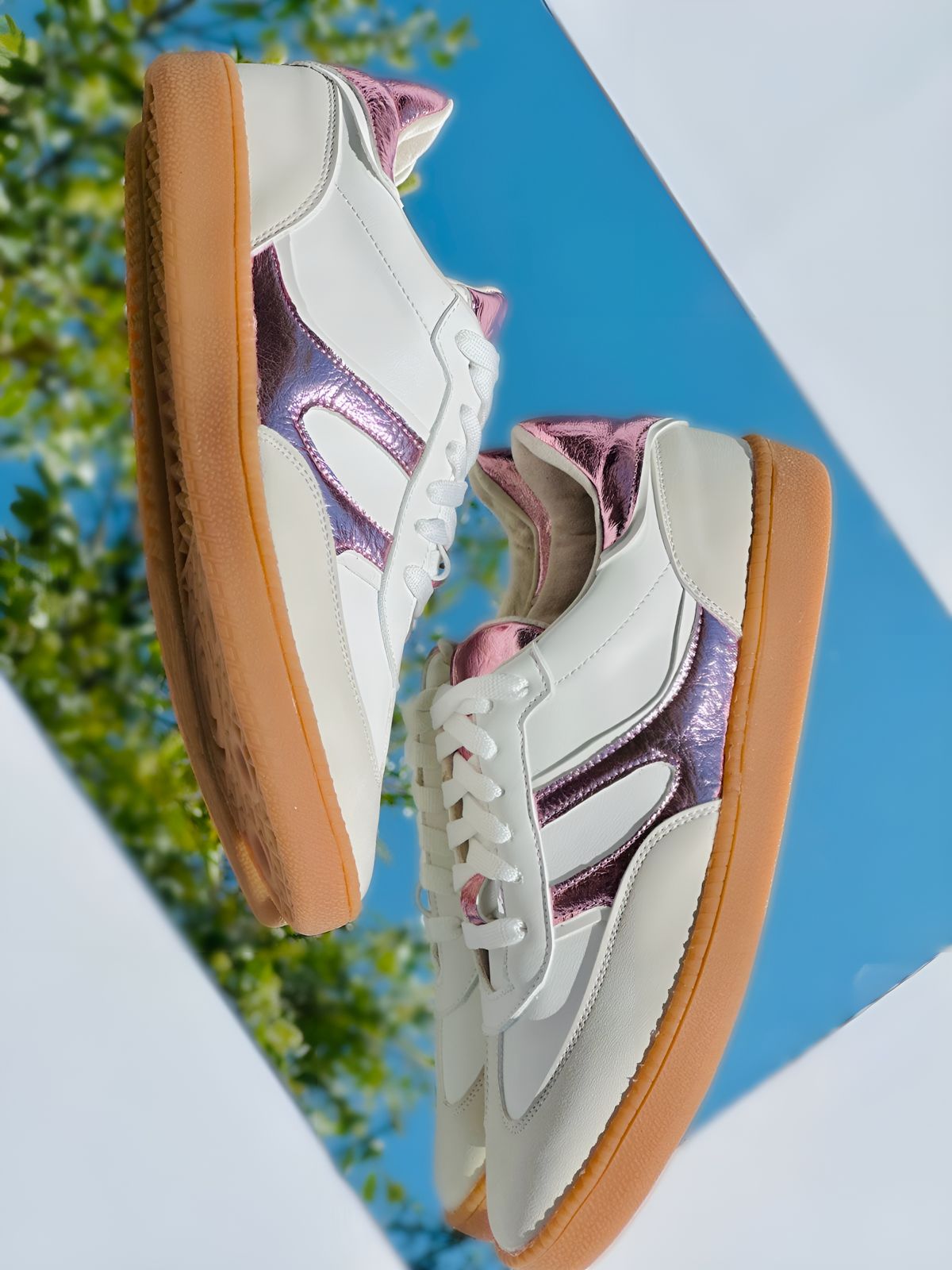 SAMBA - ROSA CON BEIGE Y BLANCO