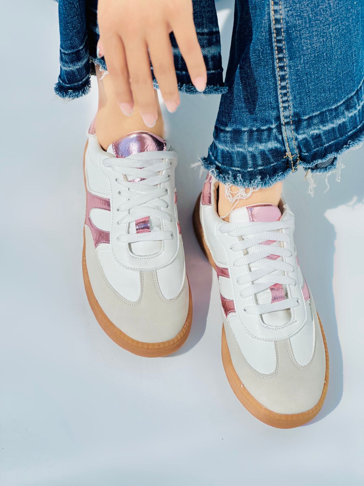 SAMBA - ROSA CON BEIGE Y BLANCO