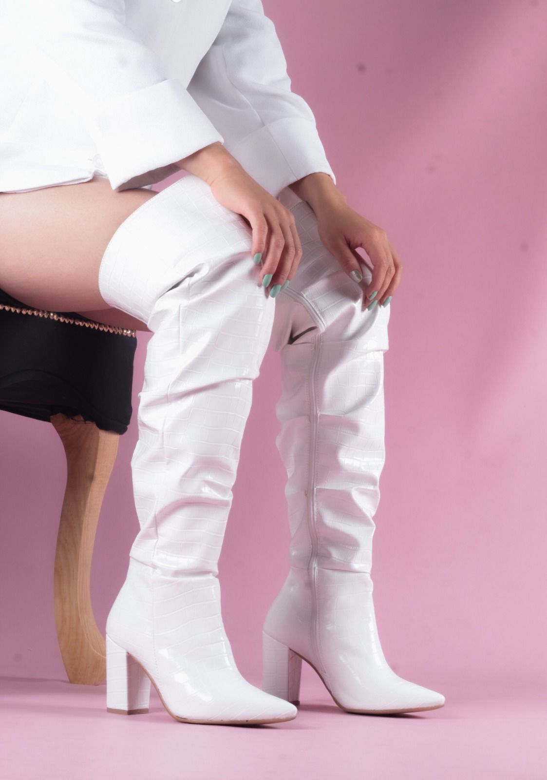 SAMANTHA - BLANCO botas largas de tacón